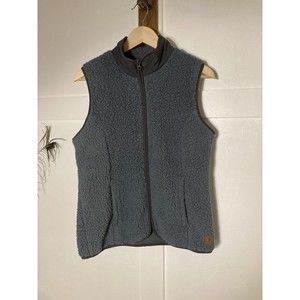 Royal Robbins Womens Sz M Teddy Fleece Vest Full Zip W Pockets Gray/Blue